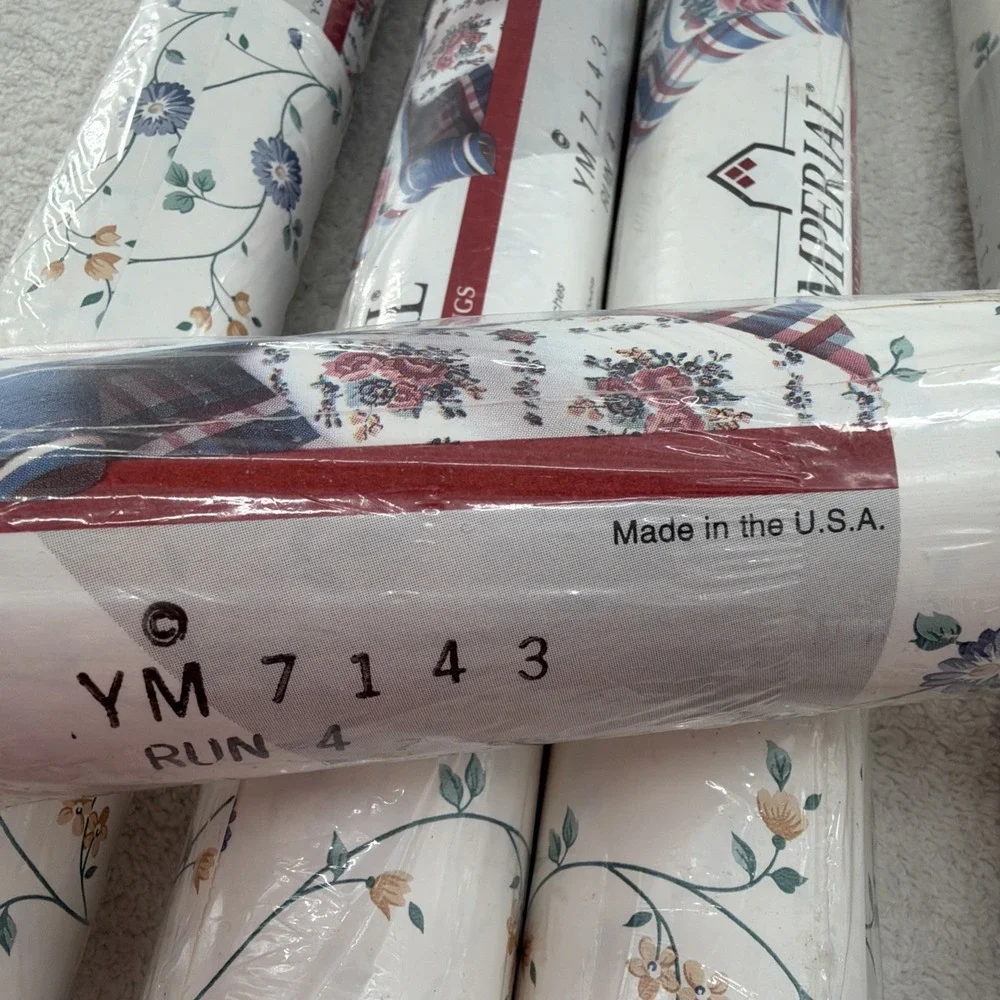 Vintage 1990s Imperial Wallcoverings Floral Wallpaper Lot of 5 Rolls NOS Country